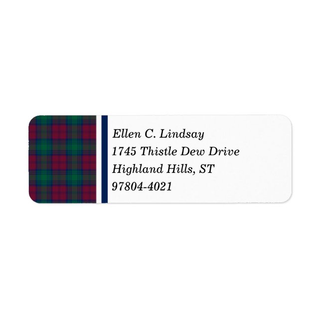 Lindsay Clan Maroon, Green et Blue Tartan (Devant)