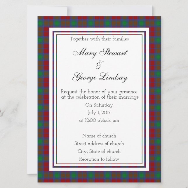 Lindsay Scottish Faire-part de mariage (Devant)