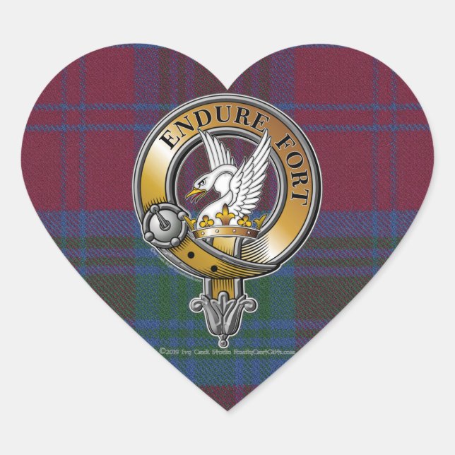 Lindsay Tartan & Badge Heart Sticker (Front)