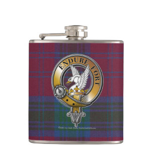 Lindsay Tartan & Badge Hip Flask