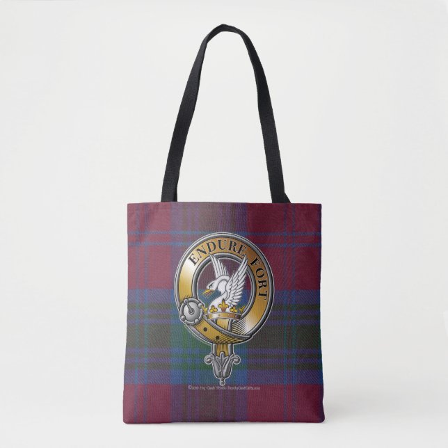 Lindsay Tartan & Badge Tote Bag (Front)