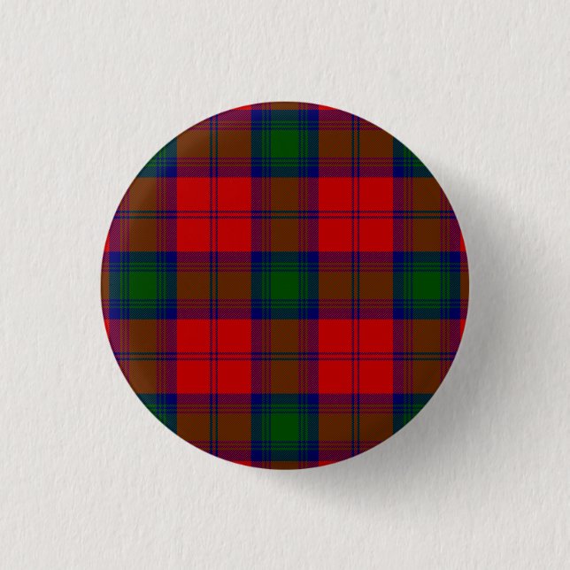 Lindsay tartan red green plaid 1 inch round button (Front)