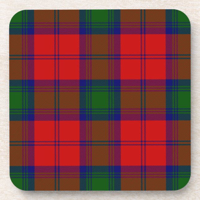 Lindsay tartan red green plaid coaster (Front)