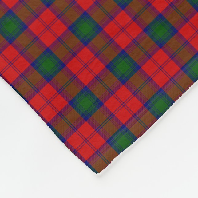 Lindsay tartan red green plaid fleece blanket (Corner)