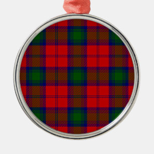Lindsay tartan red green plaid metal ornament