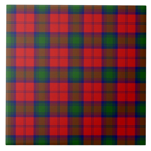 Lindsay tartan red green plaid tile (Front)