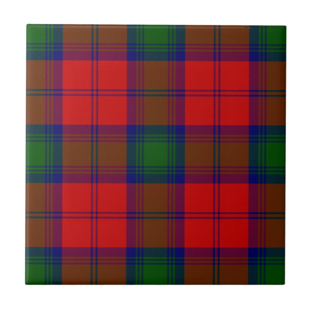 Lindsay tartan red green plaid tile (Front)