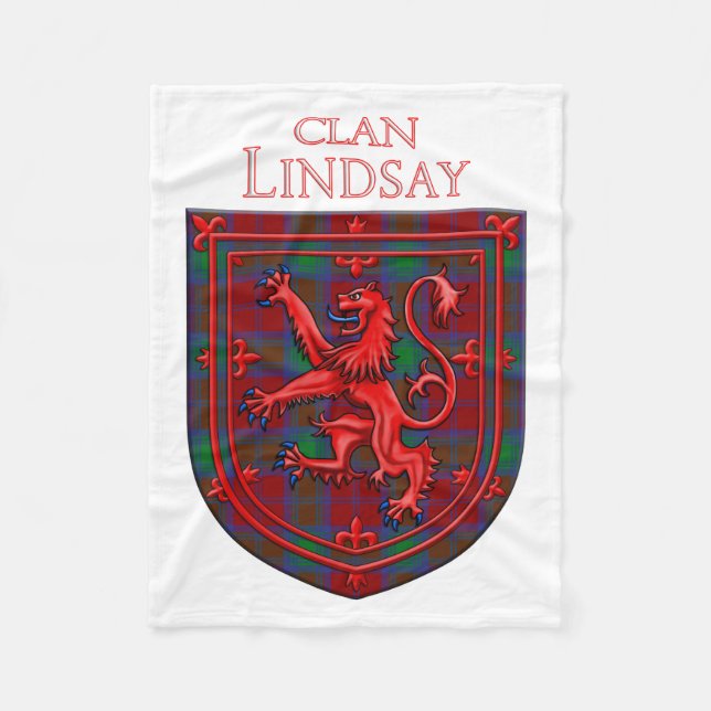 Lindsay Tartan Scottish Plaid Lion Rampant Fleece Blanket (Front)