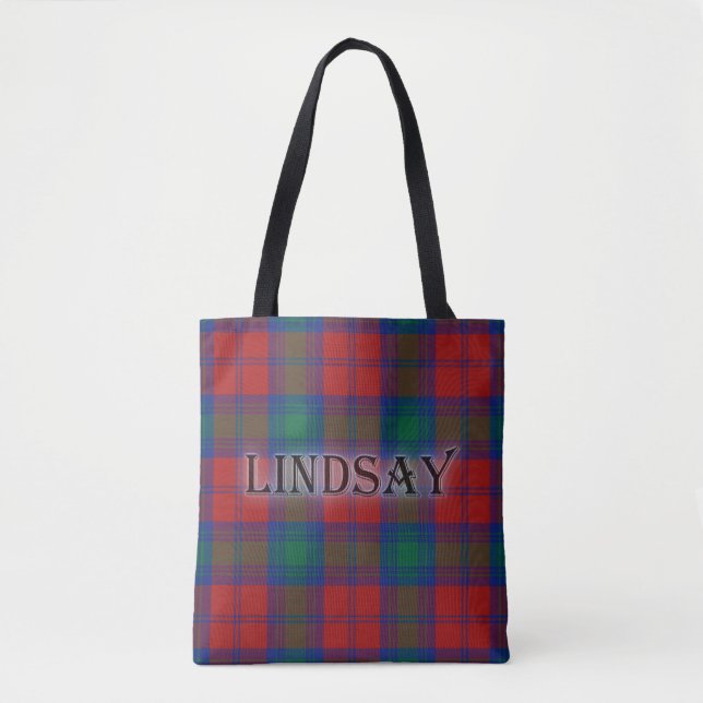 Lindsay Tartan with the Last Name Tote Bag (Front)