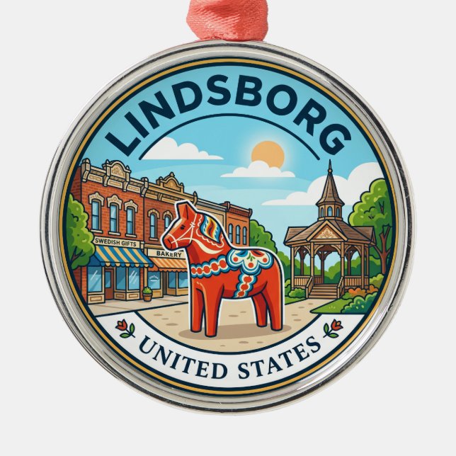 Lindsborg Kansas Metal Ornament (Front)