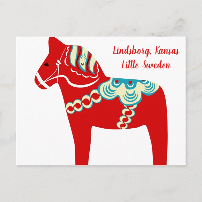 Lindsborg, Kansas Red Dala Horse Postcard (Front)