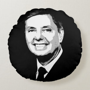 Lindsey Graham Face Round Pillow