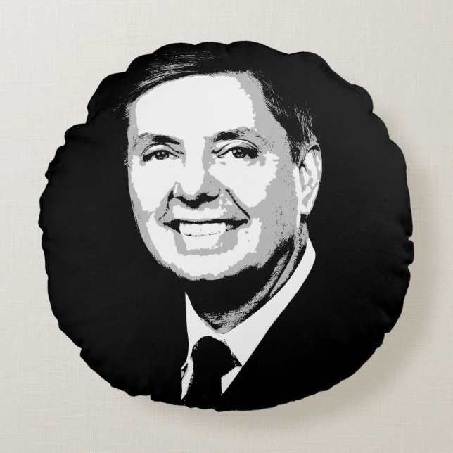 Lindsey Graham Face Round Pillow (Front)