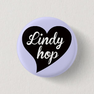 Lindy Hop Black Heart Lavender 1 Inch Round Button