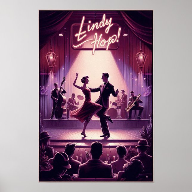Lindy Hop Dance Hall Vintage Poster (Front)