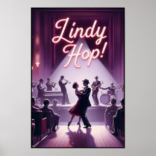 Lindy Hop Dance Hall Vintage Poster