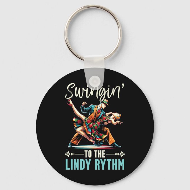 Lindy Hop Dancer Swinging Dancing Partner Swing Da Keychain (Front)
