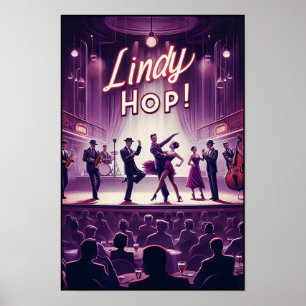 Lindy Hop Poster vintage de la salle de danse