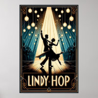 Lindy Hop Poster vintage de la salle de danse