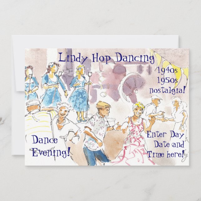 Lindy Hop Swing Dancing Invitation (Front)
