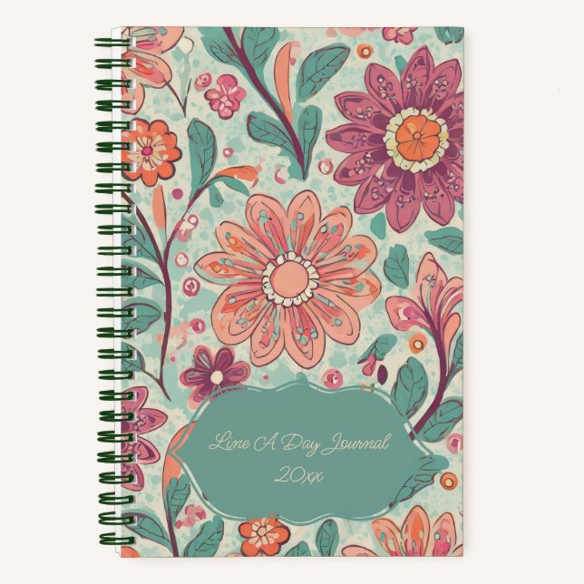 Line A Day Retro Floral Journal | Personalized (Front)