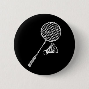 Line Art Badminton Player Shuttle Badmintoner  2 Inch Round Button