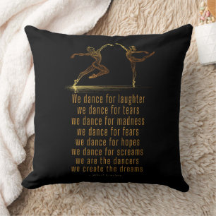 Line Art Ballet dancers and dance poem by Einstein Throw Pillow