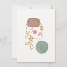 Line Art Beautiful Face-Flat Greeting Card