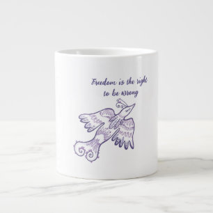 line art bird large coffee mug