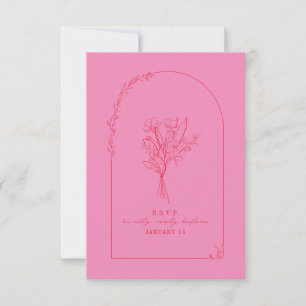Line Art Bouquet Arch rose rouge mariage RSVP