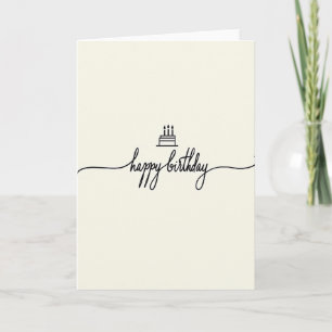 Line Art Cake Birthday Card