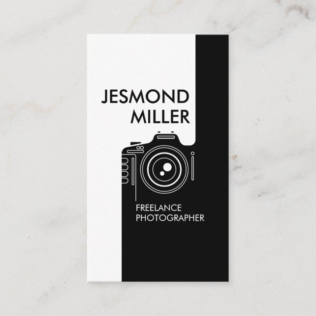 Line Art Camera Photographer Business Card (Front)