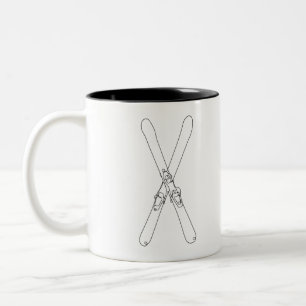 Line Art Crossed Skis Mug