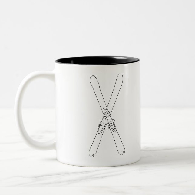 Line Art Crossed Skis Mug (Left)