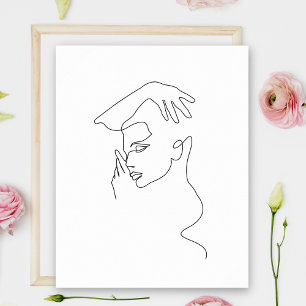 Line art drawing   Black and white   Minimalist Poster