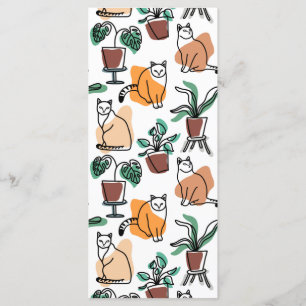 Line art drawing cats and flowers menu