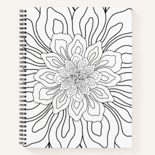 Line art drawing flower coloring page notebook