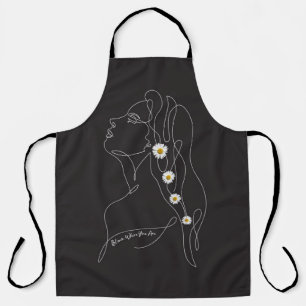 Line Art drawing of woman - Bloom where you are Apron
