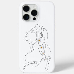 Line Art drawing of woman - Bloom where you are iPhone 15 Pro Max Case