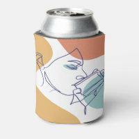 line art drawing poster of woman drinking coffee  