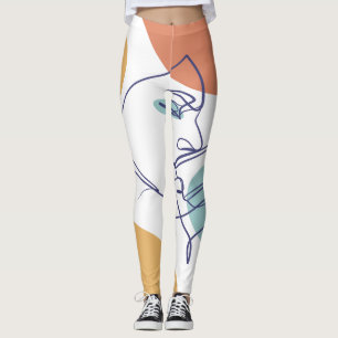 line art drawing poster of woman drinking coffee   leggings