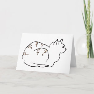 Line Art Drawing Striped Cat Greeting Card