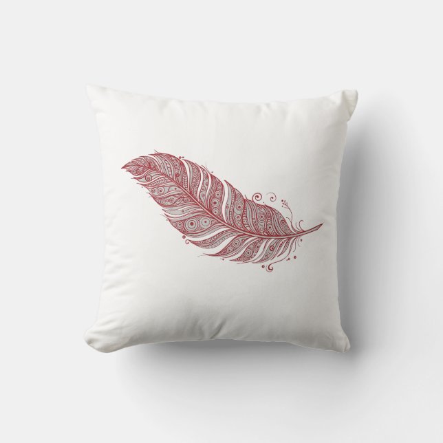 line art elegant feather throw pillow (Front)