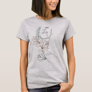 Line Art Face Abstract Art Line Minimal T-Shirt