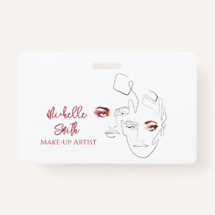 Line art Fashion make up, make up artist branding Badge