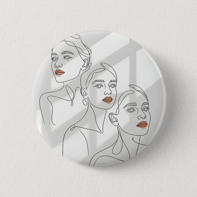 Line Art Female Trio 2 Inch Round Button (Front)