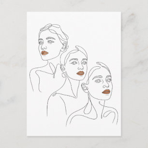 Line Art Female Trio Postcard