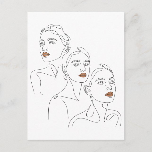 Line Art Female Trio Postcard (Front)