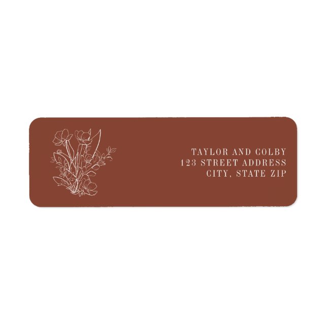 Line Art Floral Wedding Label (Front)