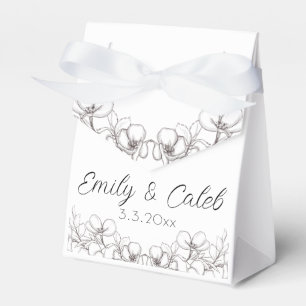 Line Art Floral Wedding Reception Seating Chart Favor Box